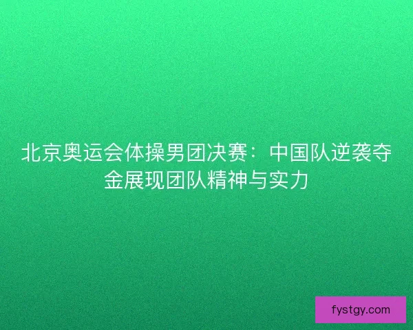 北京奥运会体操男团决赛：中国队逆袭夺金展现团队精神与实力